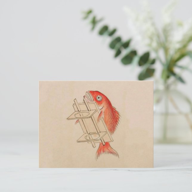 Sea Bream Youkai (Hochzeitscroll) Postkarte (Stehend Vorderseite)