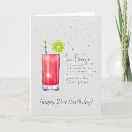 Sea Breeze Cocktail 21. Happy Birthday Card Karte