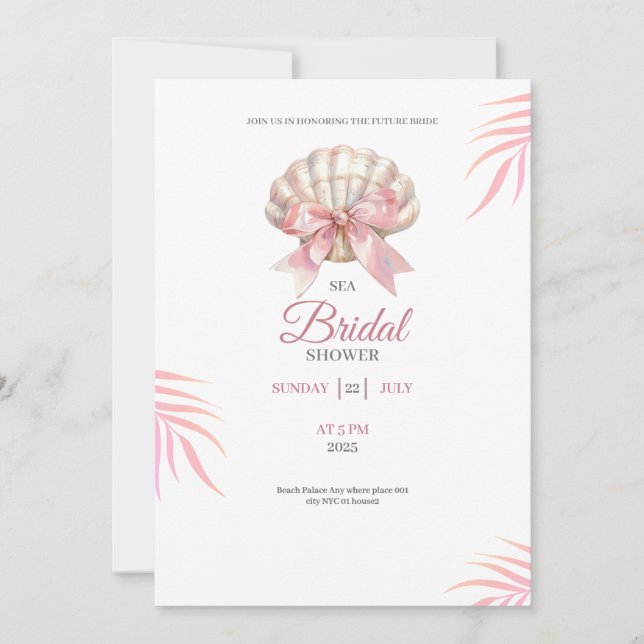 Sea bridal shower pink bridal shower invitation einladung (Vorderseite)