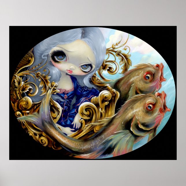 Sea Chariot ART DRINT Rokoko Mermaid Surrealismus Poster (Vorne)