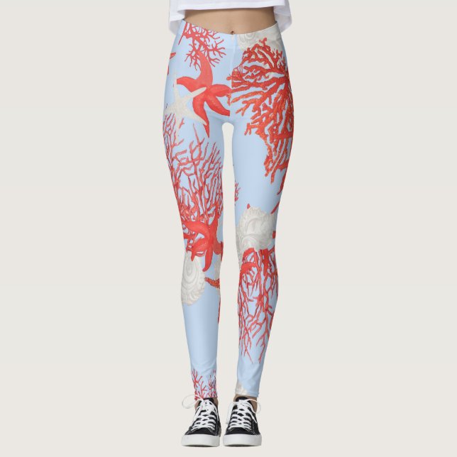Sea Coral Leggings - Luxus Ocean Inspiriert Print (Vorderseite)
