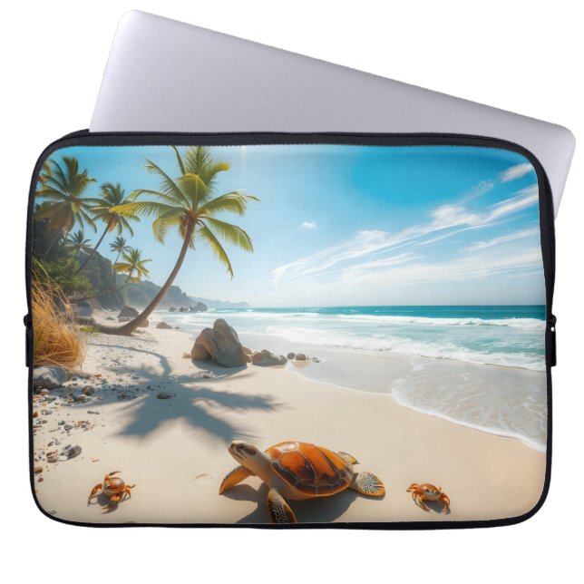 Sea  Crabs on Tropical Beach – Serene Ocea Laptopschutzhülle (Vorderseite)