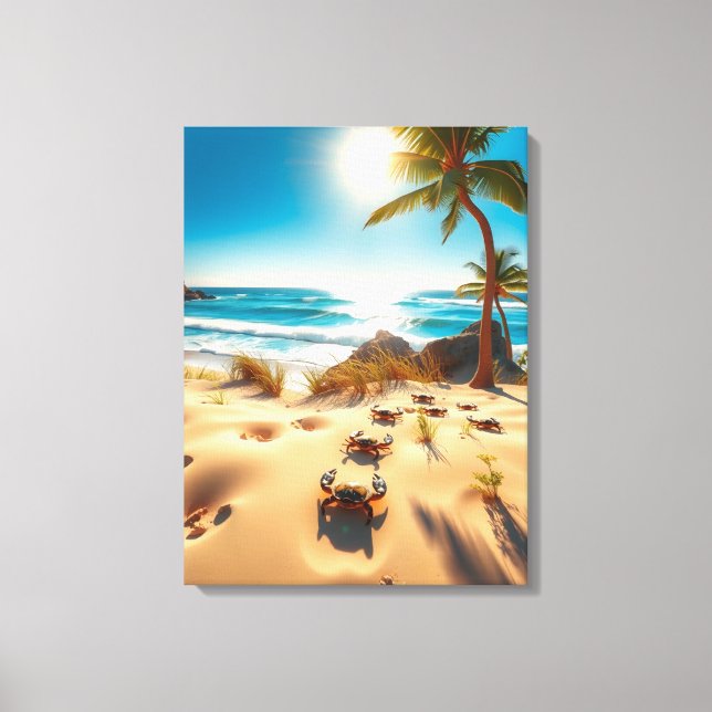 Sea  Crabs on Tropical Beach – Serene Ocea Leinwanddruck (Vorderseite)