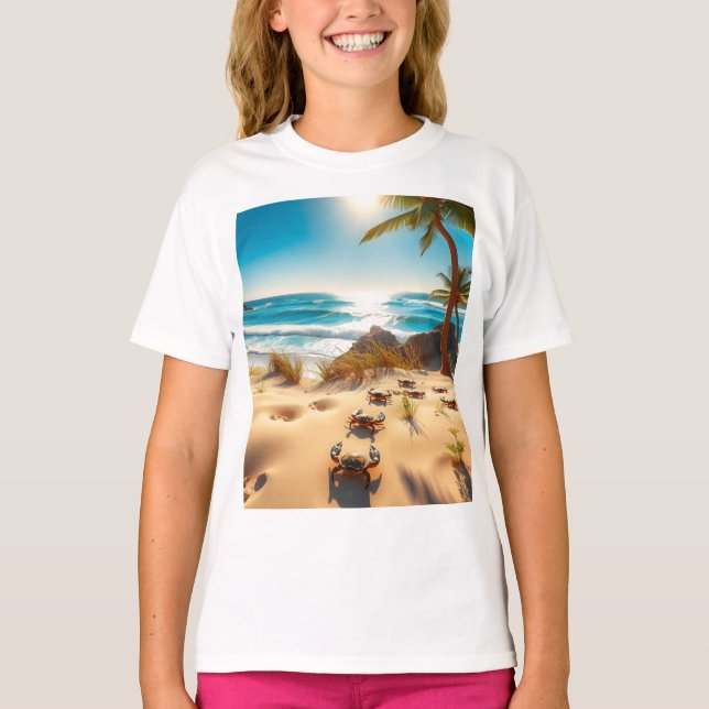 Sea  Crabs on Tropical Beach – Serene Ocea T-Shirt (Vorderseite)