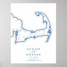 Sea Crest Hochzeit Navy Modern Gästebuch Poster