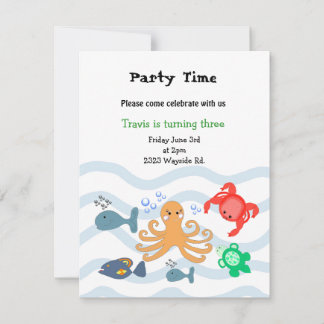 Sea Critters Einladung zur Geburtstagsparty