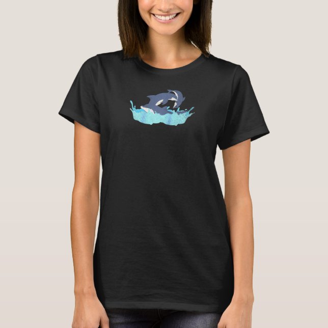Sea Delphine Waves Ocean Animal Delphin Raglan Bas T-Shirt (Vorderseite)