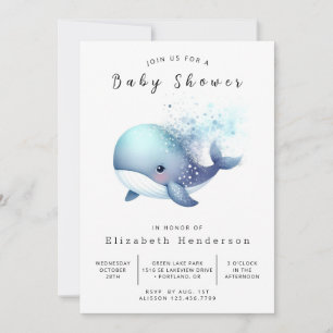 Sea Digital Whale Baby Dusche Einladung