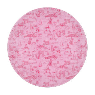 Sea Dog Toile Pink  Schneidebrett
