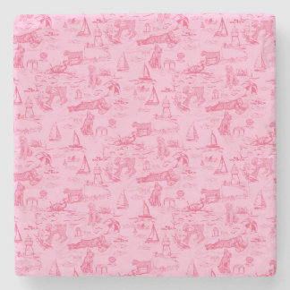 Sea Dog Toile Pink  Steinuntersetzer