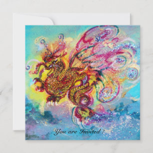 SEA DRACHE blau violett lila schwarz gelb Einladung