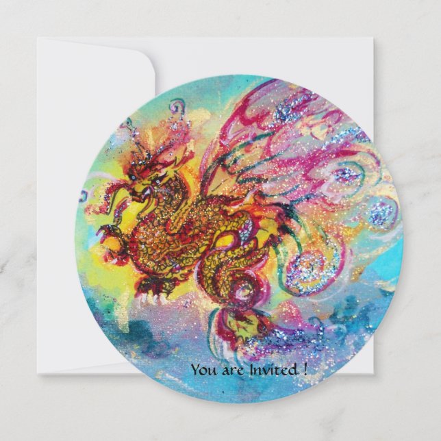 SEA DRAGON Blau violett lila schwarz gelb Einladung (Vorderseite)