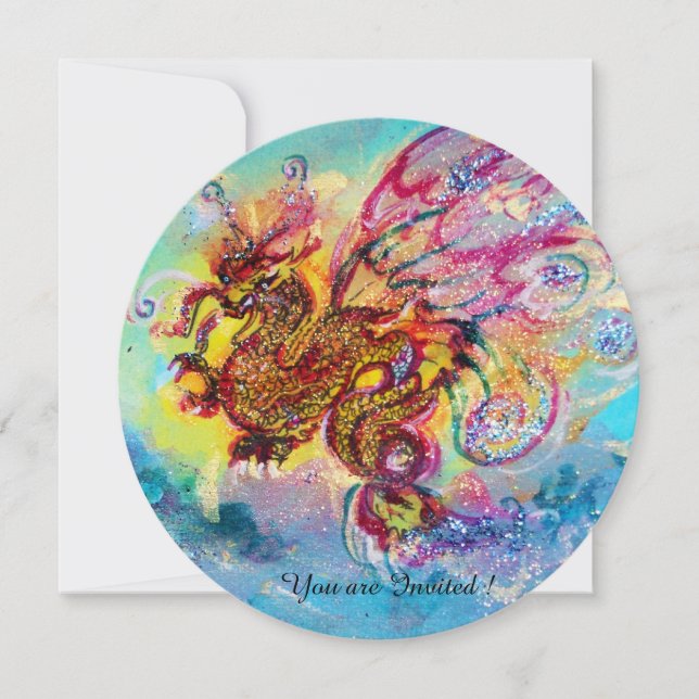 SEA DRAGON Blau violett lila schwarz gelb Einladung (Vorderseite)