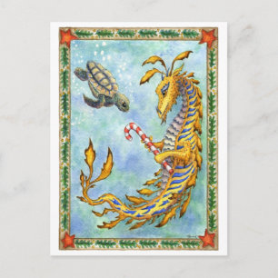 Sea Dragon-Sea Turtle Xmas postcard Feiertagspostkarte