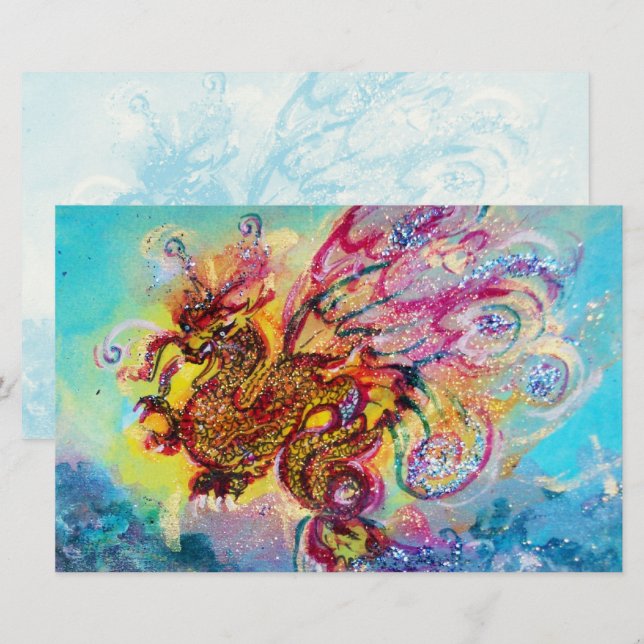 SEA DRAGON UNTER WAVES Fantasy Pink Blue Briefpapier (Vorne/Hinten)