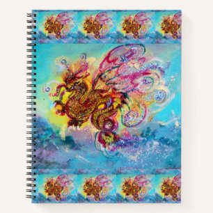 SEA DRAGON UNTER WAVES Fantasy Pink Blue Notizbuch