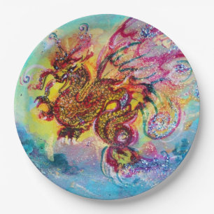 SEA DRAGON UNTER WAVES Fantasy Pink Blue Pappteller