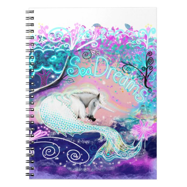 Sea Dreams Unicorn Art Notebook Notizblock (Vorderseite)