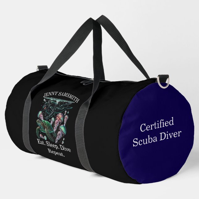 Sea Explorer: Tauchen, lachen, leben! Duffle Bag (Linke Ecke)