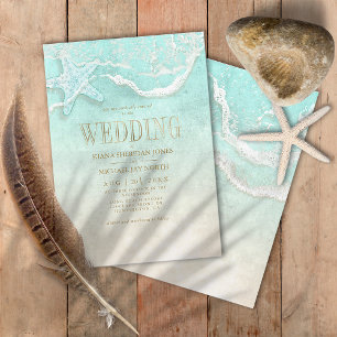 Sea Foam Beach Wedding ID837 Einladung
