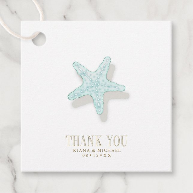 Sea Foam Beach Wedding Starfish ID837 Geschenkanhänger (Vorderseite)