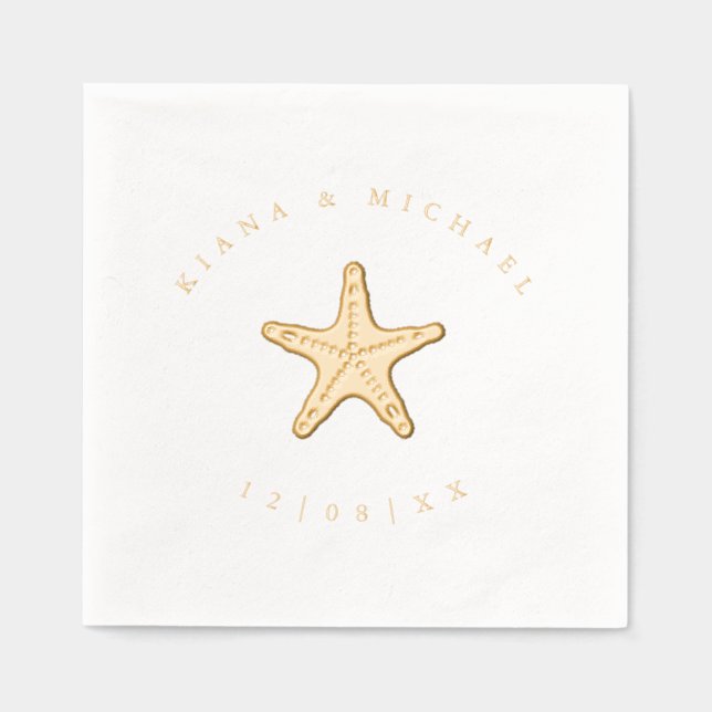 Sea Foam Beach Wedding Starfish ID837 Servietten Mit Folie (Vorderseite)