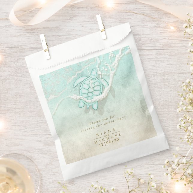 Sea Foam Beach Wedding Turtle Danke, ID837 Geschenktütchen (Ausgeschnitten)