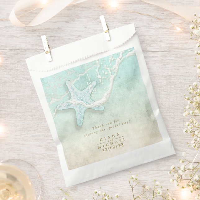 Sea Foam Beach Wedding Vielen Dank V2 ID837 Geschenktütchen (Ausgeschnitten)