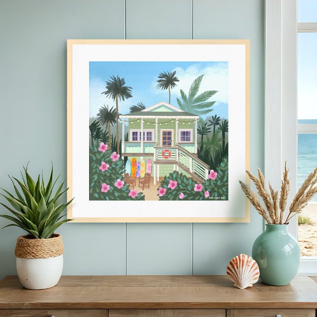 Sea Foam Green Beach House Große Print Poster (Frame sold separately.  )