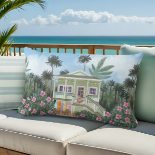 Sea Foam Green Beach House   Lendenkissen