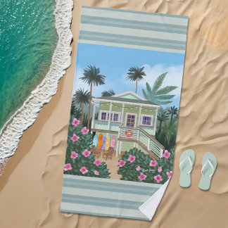 Sea Foam Green Beach House Strandtuch