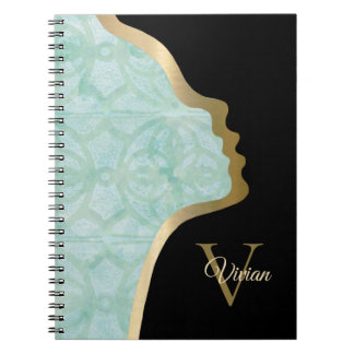 Sea Foam Green Black and Gold Face Notizblock