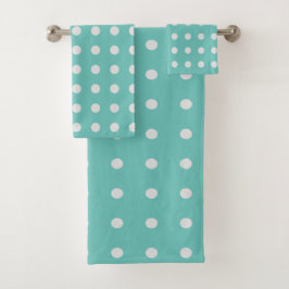 Sea Foam Green und White Polka Dots Badhandtuch Set
