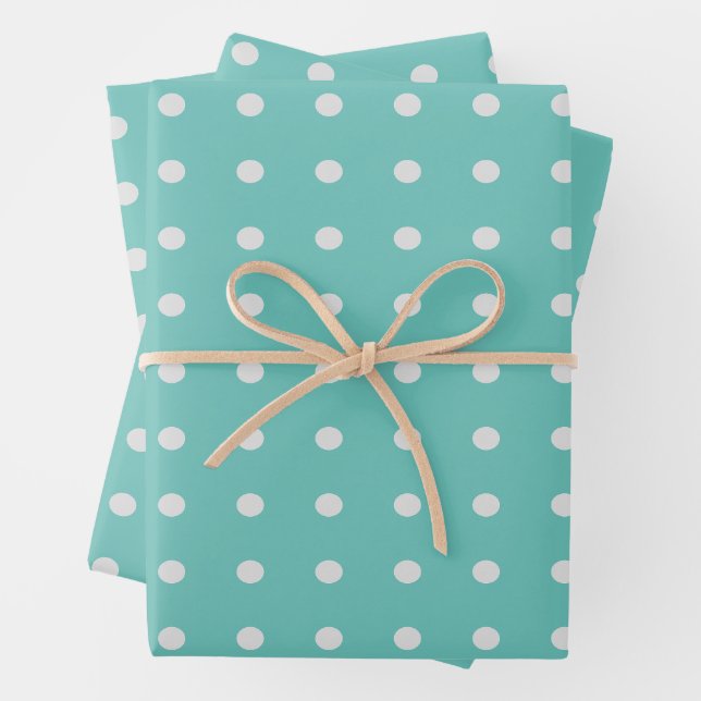 Sea Foam Green und White Polka Dots Geschenkpapier Set (Beispiel)