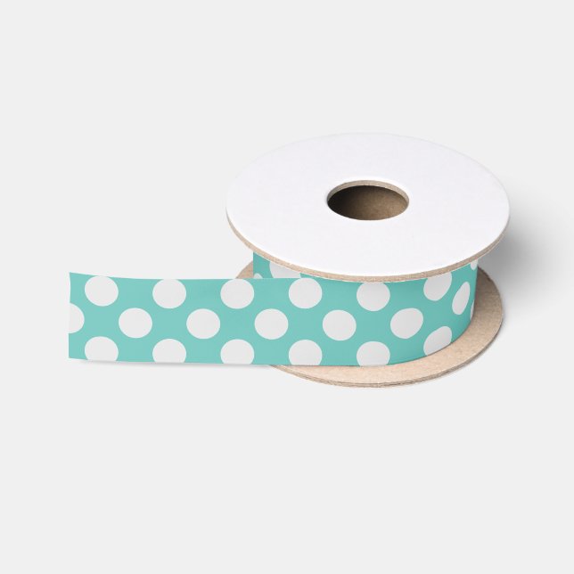 Sea Foam Green und White Polka Dots Satinband (Spule)