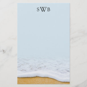 Sea Foam Linen Mit Monogramm Blank Writer Paper Briefpapier
