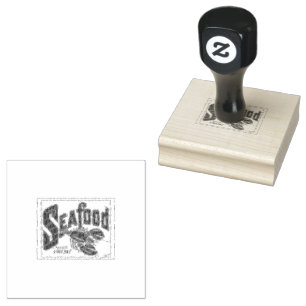 Sea Food Wood Art Briefmarke Gummistempel