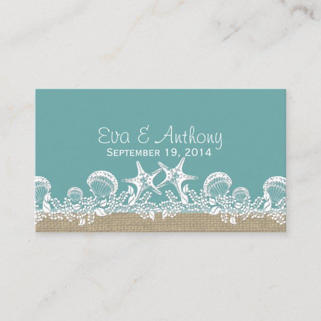 Sea Garland Beach Mariage Carte de lieu (Devant)