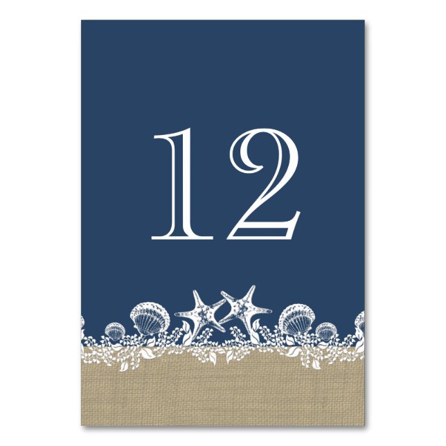 Sea Garland Navy Blue Beach Thema Tischnummer (Vorderseite)