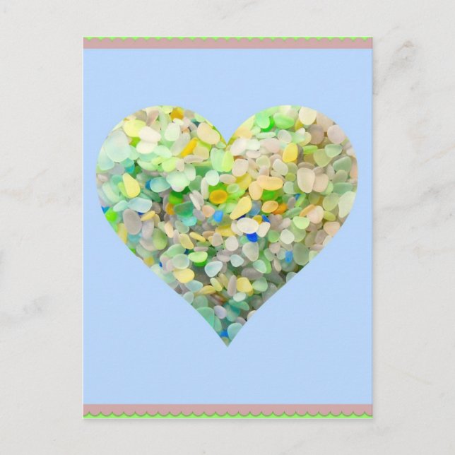 Sea Glass Aqua Heart Postkarte (Vorderseite)
