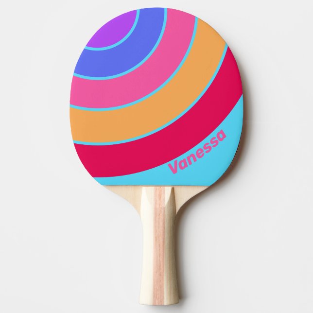 Sea Glass Circle Stripe with Name Tischtennis Schläger (Vorderseite)
