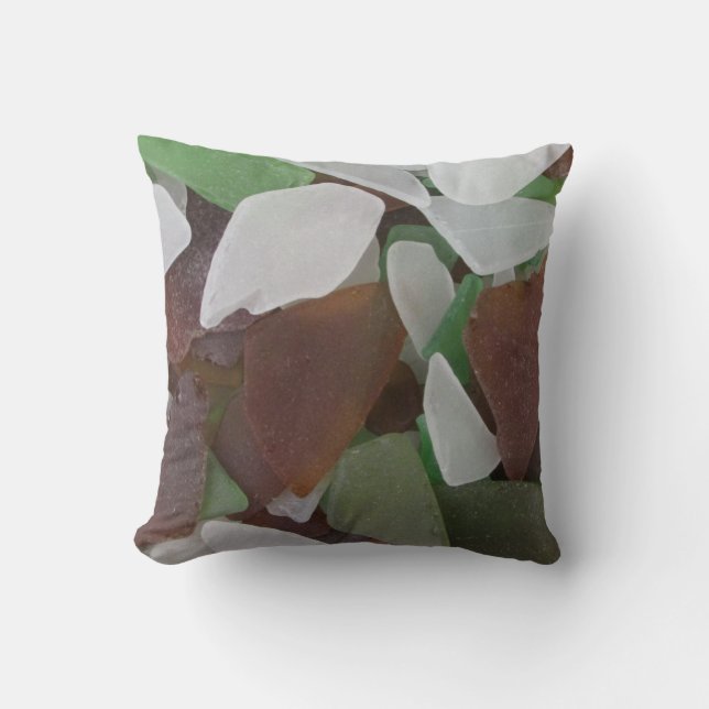 Sea Glass Collection Foto Earth Tone Beach Kissen (Vorderseite)
