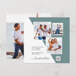 Sea Glass Foto Wedding Invite QR Code Rett Datum