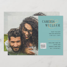 Sea Glass Foto Wedding Invite QR Code Rett Datum