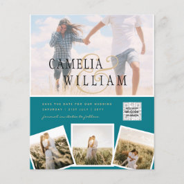 Sea Glass Foto Wedding Invite QR Code Rett Datum Flyer