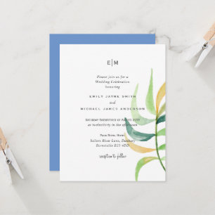 Sea Glass Green Blue Tropical Leaf Hochzeit