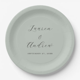Sea Glass Green Elegante Moderne Einfache Hochzeit Pappteller
