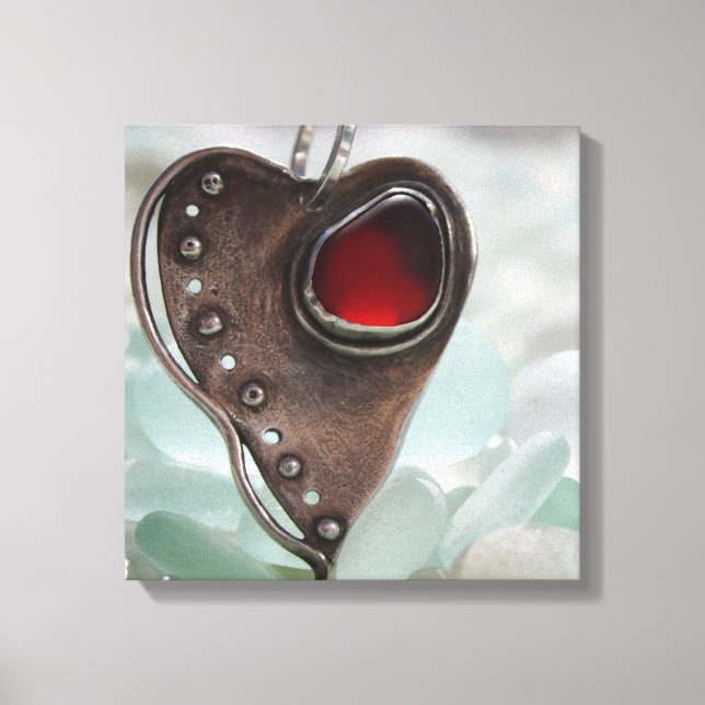 Sea Glass Heart Leinwanddruck (Vorderseite)