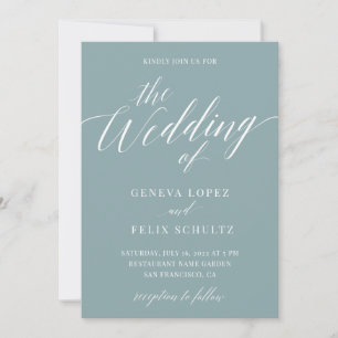 Sea Glass Sage Elegante Calligraphy Beach Wedding  Einladung