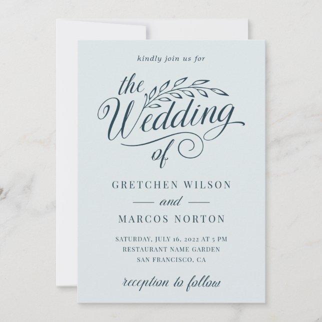 Sea Glass Sage Elegante Calligraphy Beach Wedding  Einladung (Vorderseite)
